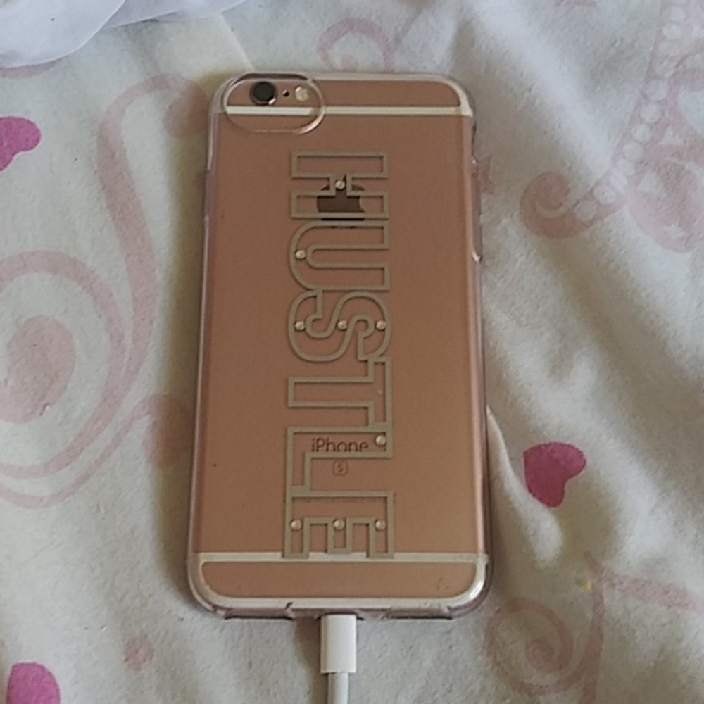 Iphone 6s rose gold with charger and phonecase